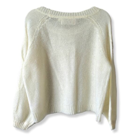 Women Rosie Neira Alpaca Sweater M Sheer Ivory Soft Cozy Fall Cabin Prairie - Picture 6 of 10